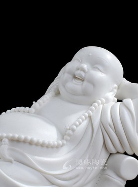 逍遥弥勒德化白瓷陶瓷p个性弥勒佛笑佛家居办公装饰送礼工艺品摆