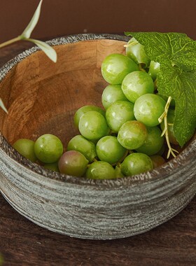 新中式装饰木碗芒果木果盘样板间茶几餐厅民宿装S饰品收纳托盘摆