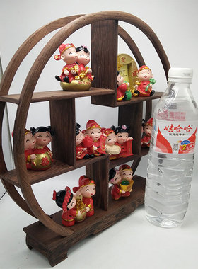 博古架装饰工艺品摆件小实木玄关柜客厅置物架电R视柜中式酒柜书