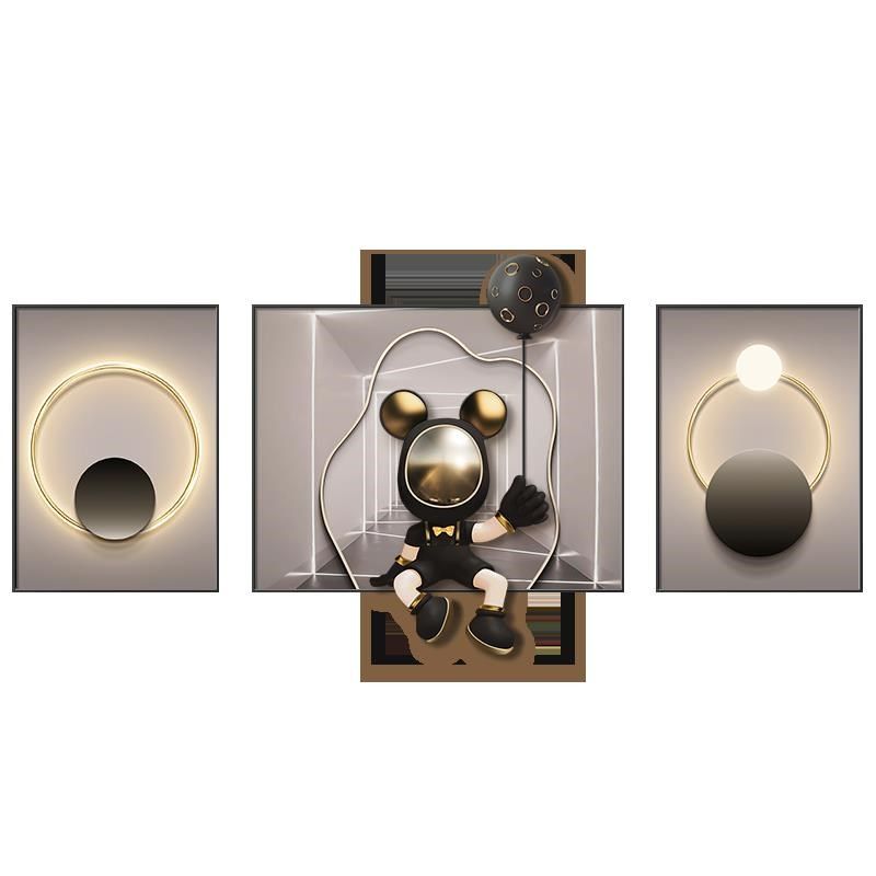 现代简约客厅装饰画高级感创意三联宇航员壁画大气U沙发背景墙挂,淘宝优惠券,粉丝福利购,淘宝优惠卷