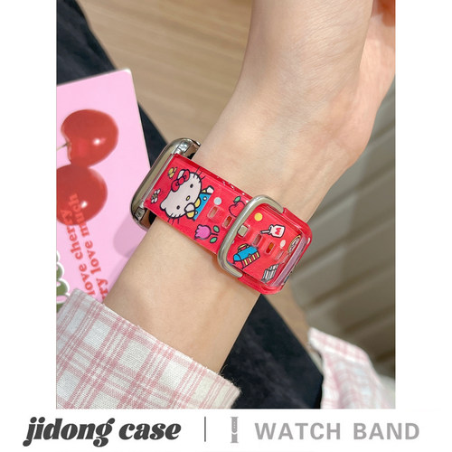 适用iwatch11苹果手表applewatch10表带s9可爱卡通炸毛小猫透明s8运动透气s7Ultra23新款45SE6女款S9情侣小众 - 图2