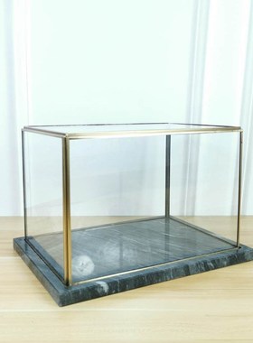 轻奢创意大理石金属玻璃罩子展会柜台G展示盒别墅样板间摆件装饰