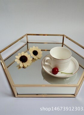 金属镜面托盘后现代欧式样x板房别墅酒店会所摆件异形金色托盘