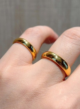 水贝同款金包银亮面泥鳅背对戒