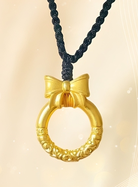 金包银古法铃铛吊坠祥云平安扣