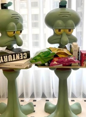 现货一米网红章鱼l哥托盘落地超大摆件手办打工人沙发旁客厅