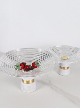 新款设计欧式大理石圆形果盘果篮创意客厅L餐厅酒店桌面装饰品摆