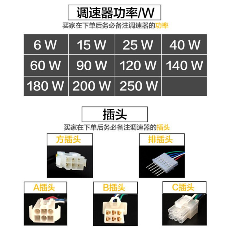 US-52调速器电机控制器开关6W15W25W40W60W90W120W140W180W250W - 图2