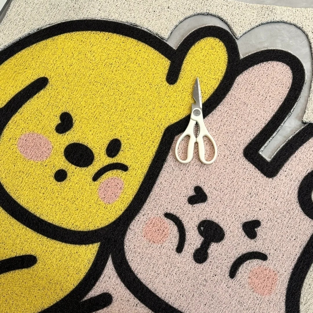 可爱小狗挤小兔入户地垫卡通可裁剪丝圈脚垫玄关地毯进门刮泥垫子,淘宝优惠券,粉丝福利购,淘宝优惠卷