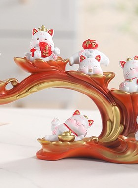 创意可爱招财猫桌面装饰摆件客z厅玄关家居办公室树脂摆设乔迁礼