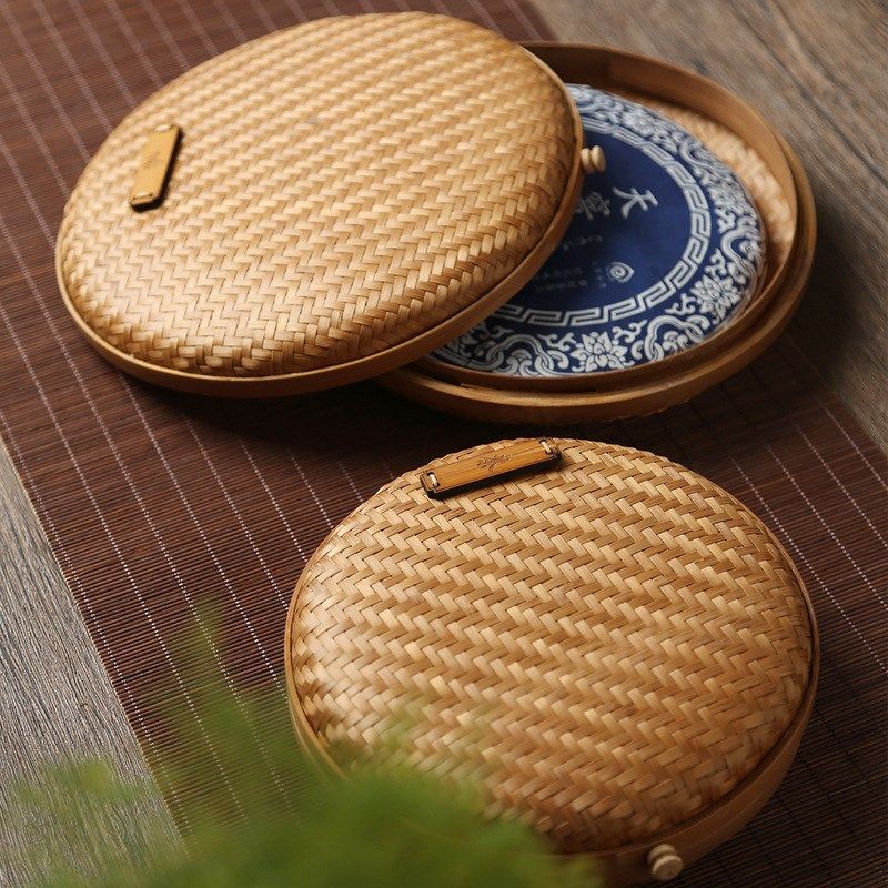 竹益堂普洱饼盒竹编茶叶罐中式茶饼盒茶叶M包装袋醒茶分茶盘茶礼,淘宝优惠券,粉丝福利购,淘宝优惠卷