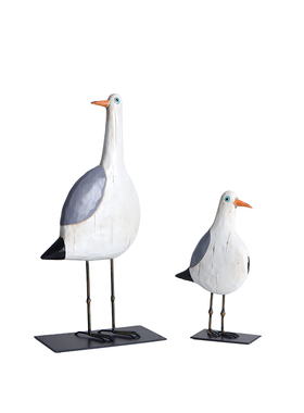 新中式海鸥摆件小鸟仿木地中海软装饰品样板房卧室客Y厅儿童房摆