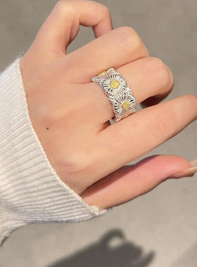 权志龙同款雏菊18K戒指女法式