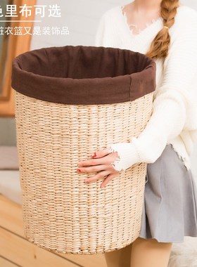 特大号草编藤编j脏衣篮家用脏衣服收纳筐圆形收纳篮洗衣篮脏衣篓