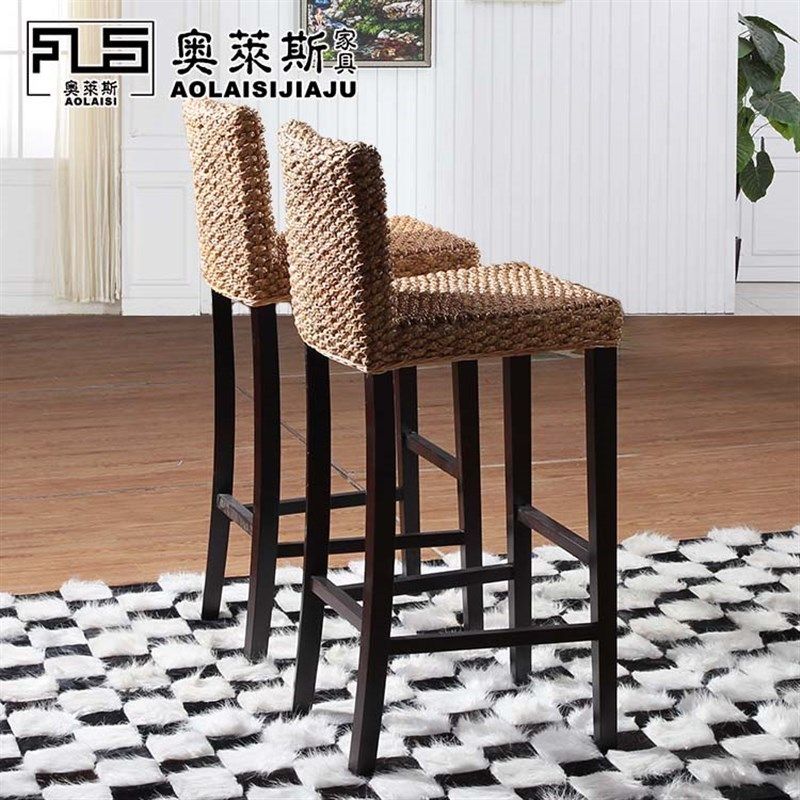 酒吧椅高脚椅酒店餐厅q藤桌椅饭店藤椅阳K台庭院休闲藤沙发椅实木,淘宝优惠券,粉丝福利购,淘宝优惠卷