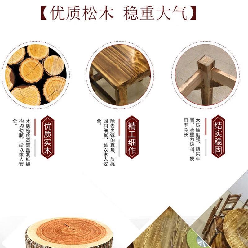 束寻商用火锅桌大排档实木圆桌饭店烧烤店碳化农庄桌椅组合火锅店-图1