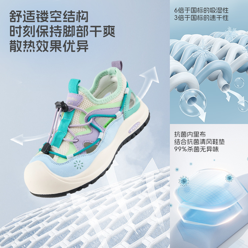 SMIBU童鞋儿童户外鞋2025夏季新款男童女童登山板鞋运动鞋大童鞋 - 图2