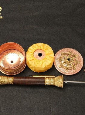 亚青铜手摇转转轮民族p手持静音转金筒家居办公桌面摆件藏族转动