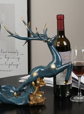 全铜轻奢铜鹿叶子红酒架摆件y家居客厅餐厅酒柜玄关品美式酒托