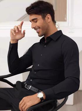 Men’s color-block long-sleeve shirt for casual wear, busine