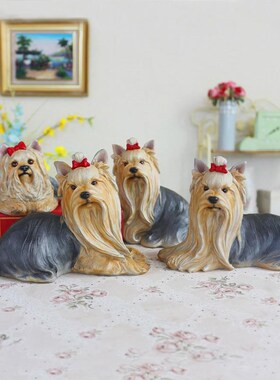 新款直销产地货源新款仿s真动物宠物狗约克夏犬树脂工艺品家居摆