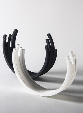 现代简约轻奢创意陶瓷摆件半圆形弧形G客厅书房桌面玄关装饰品摆