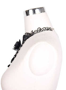 Devilfashion玫瑰吊坠花边项链