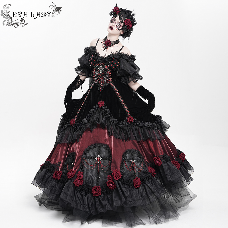 EVA LADY  定制款花朵大裙摆礼服连衣裙【ESKT073】 - 图1