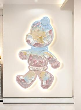 2026新款奶油风入户玄关挂画暴力熊壁灯轻奢高级感装饰画客厅壁画