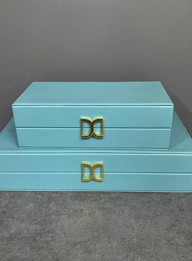 新中式样板房装饰盒衣帽间梳妆台收E纳盒摆件首饰盒子套装玄关摆