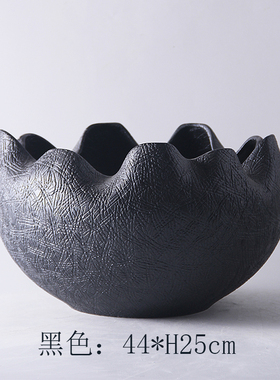 现代创意喜庆红色花形盆陶瓷花瓶家居客厅销售P中心黑白渐变色花