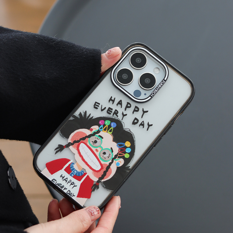 FUNNYRICH开心每一天适用iPhone16ProMax手机壳防摔丑萌新款磁吸保护套15卡通苹果14ProMax高级感13透明潮牌