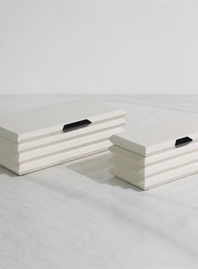 现代轻奢简约白色木质o首饰盒样板间卧室衣帽间梳妆台软装饰品摆