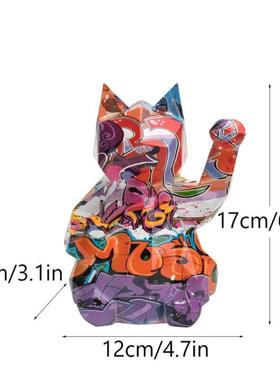 风水招财猫装饰店铺桌面几何中式摆件客厅树脂摆件工艺品家居新款