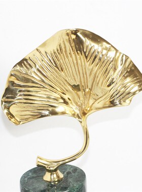 新中式黄铜银杏叶书架摆件w装饰摆设品样板房家居酒柜软装装饰