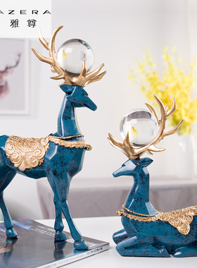 美欧式鹿摆件家居装饰工艺品客厅电视柜玄L关酒T柜装饰品奢华摆设