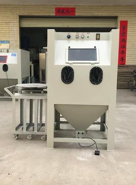 深圳推车转盘式手动硅橡胶模具清理喷砂机钢圈压缩机翻新喷砂设备