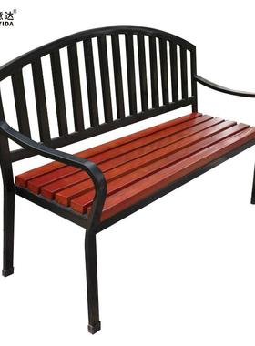 直销户外公园长椅广场休闲椅室外镀锌钢座椅实木靠背休息排椅