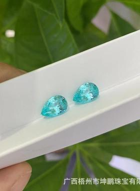 帕拉伊巴霓虹蓝碧玺实验室培育蓝宝石梨形湖水蓝水滴裸石