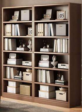 实木书柜置物架简易一体靠墙收纳书柜多层儿童学生家用柜子储物柜