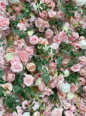 仿真花墙网红粉色花墙婚庆用花门店装饰婚礼堂布底花墙