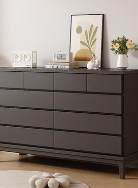 J&客厅五斗柜靠墙奶油风抽屉储物斗柜实木简约现代卧室柜子收纳柜