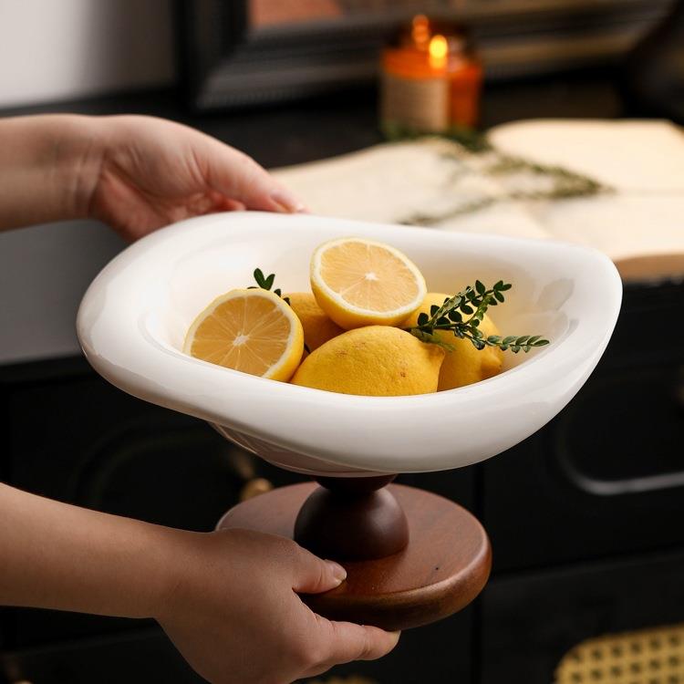 异形桌面糖干果盘高脚复古风水果碗桌面装饰果盘客厅中古风水果盘 - 图0