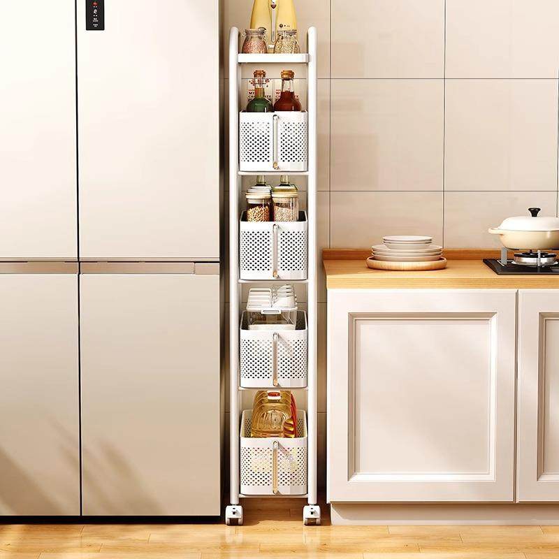 厨房夹缝置物架冰箱侧面抽拉小推车可移动卫生间窄缝隙落地收纳柜,淘宝优惠券,粉丝福利购,淘宝优惠卷