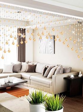 ll珠帘水晶隔断帘子门帘挂帘玄关家用装饰客厅卫生间卧室免打孔新