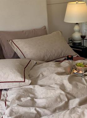 美式复古花卉秋冬保暖加厚长绒棉磨毛四件套全棉色织提花立体浮雕