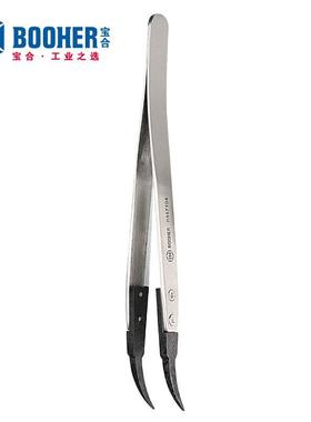 宝合Booher防静电碳纤维弯头镊子130MM0347104