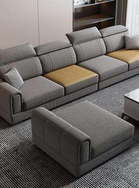 2025冬夏两用客厅现代简约棉麻乳胶布艺高品质免洗猫抓皮直排沙发