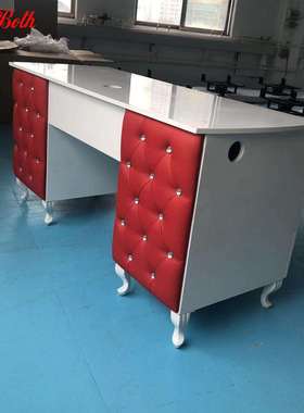 轻奢双人位专用美甲桌大理石美甲店修甲台美妆店简约