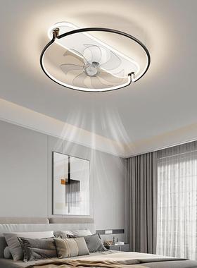 客厅风扇灯现代简约创意双头静音摇头卧室灯2023年新款电扇吸顶灯